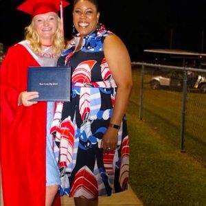 Talbots Navy Blue Sleeveless Print Dress